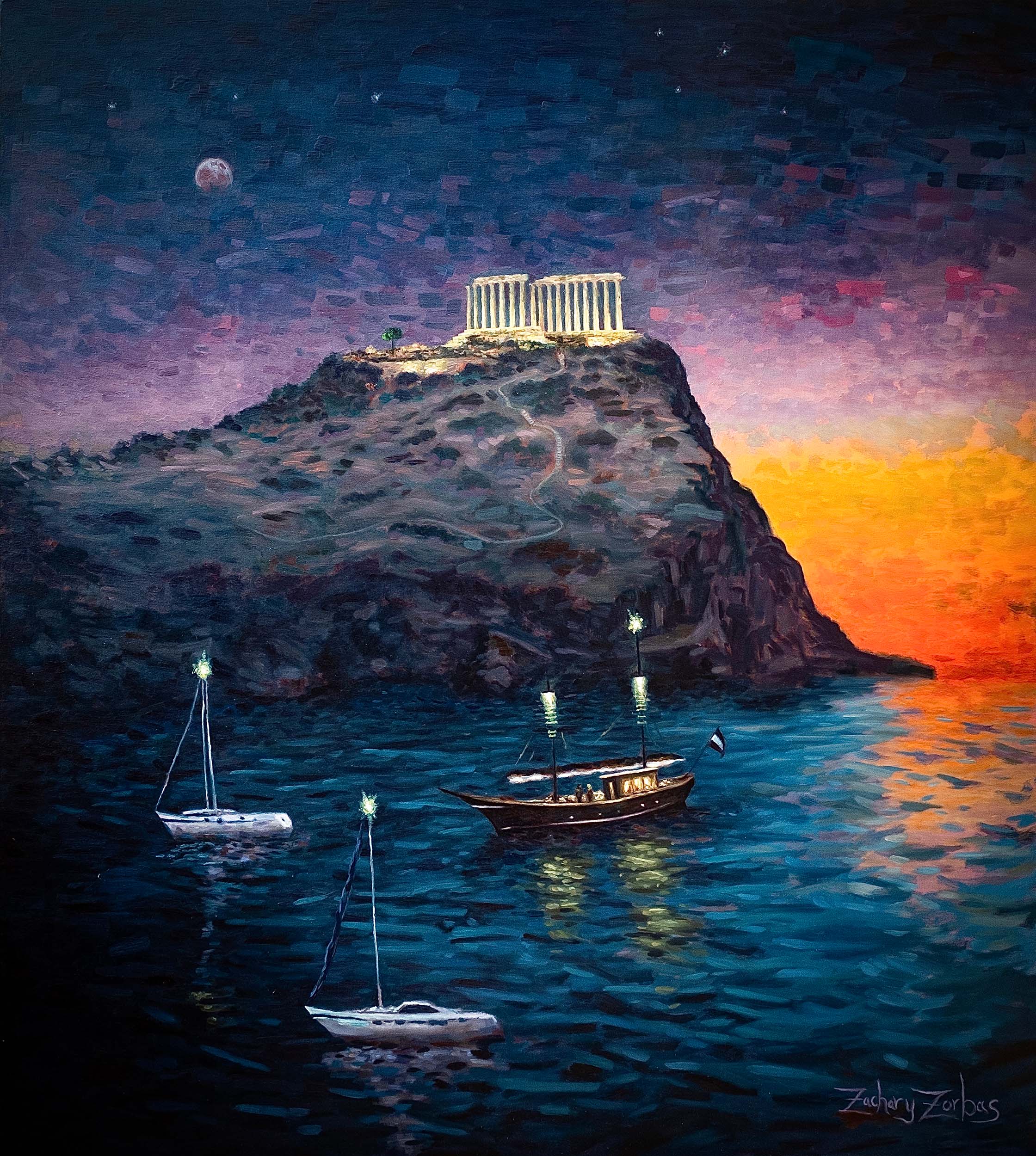 Sounio painting by artist Zac Zorbas